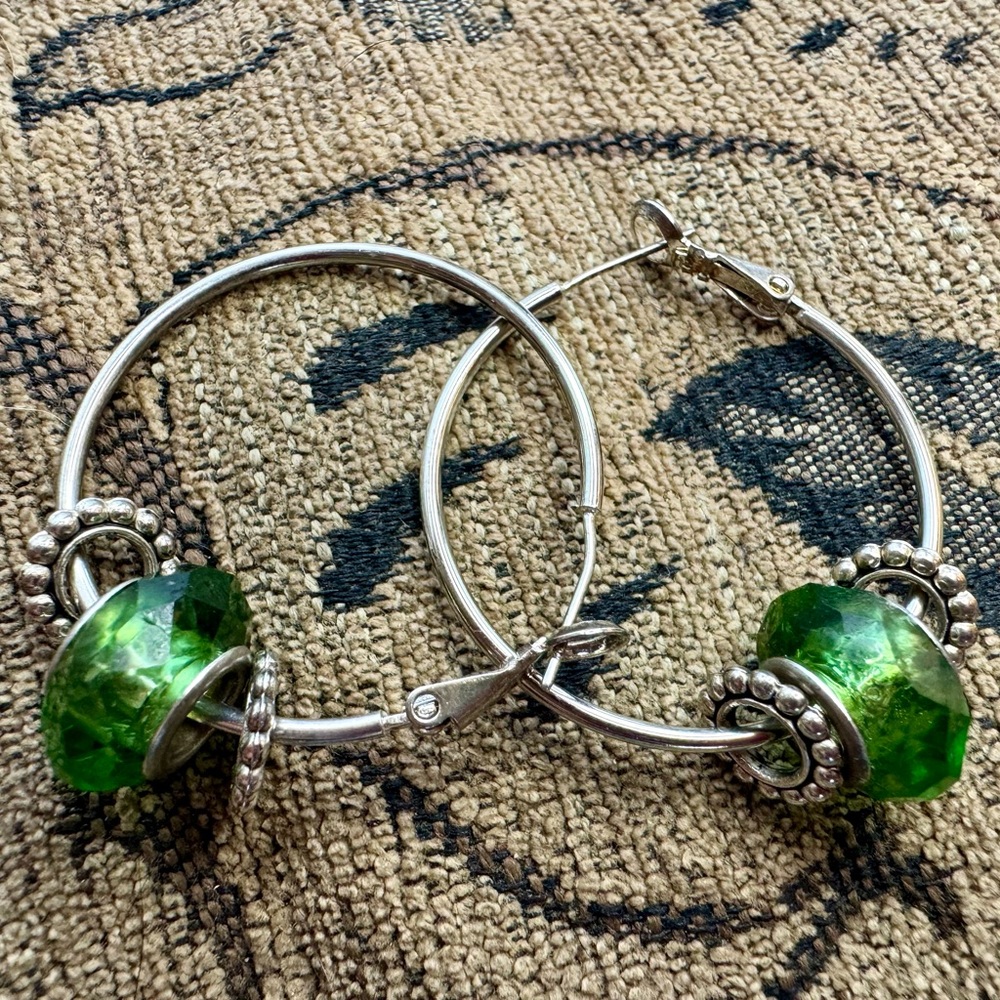 Silver and crystal bead earrings